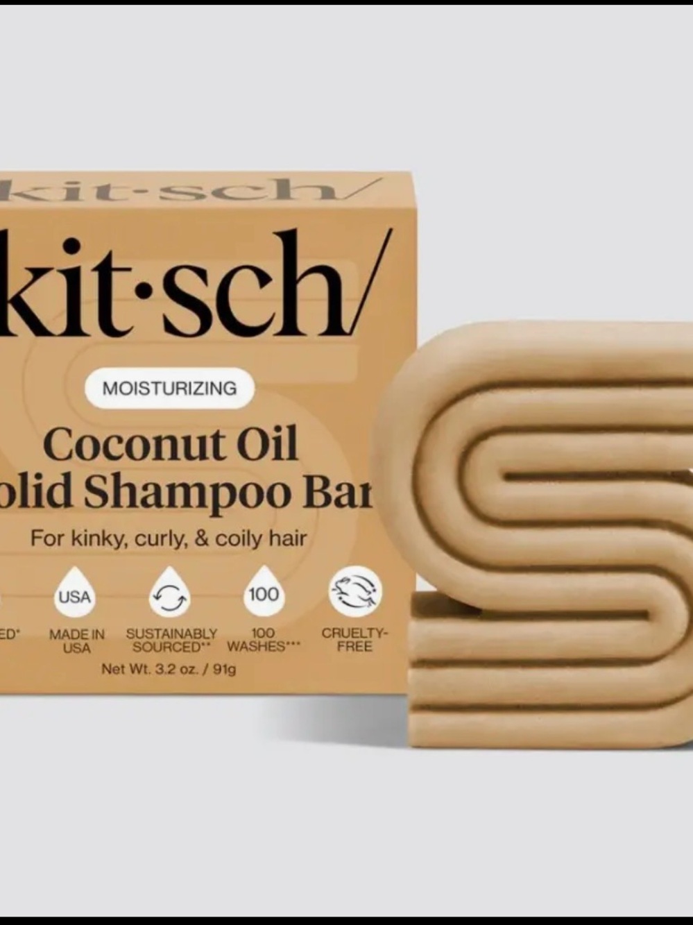 Kitsch Coconut Oil Solid Shampoo Bar - Tan